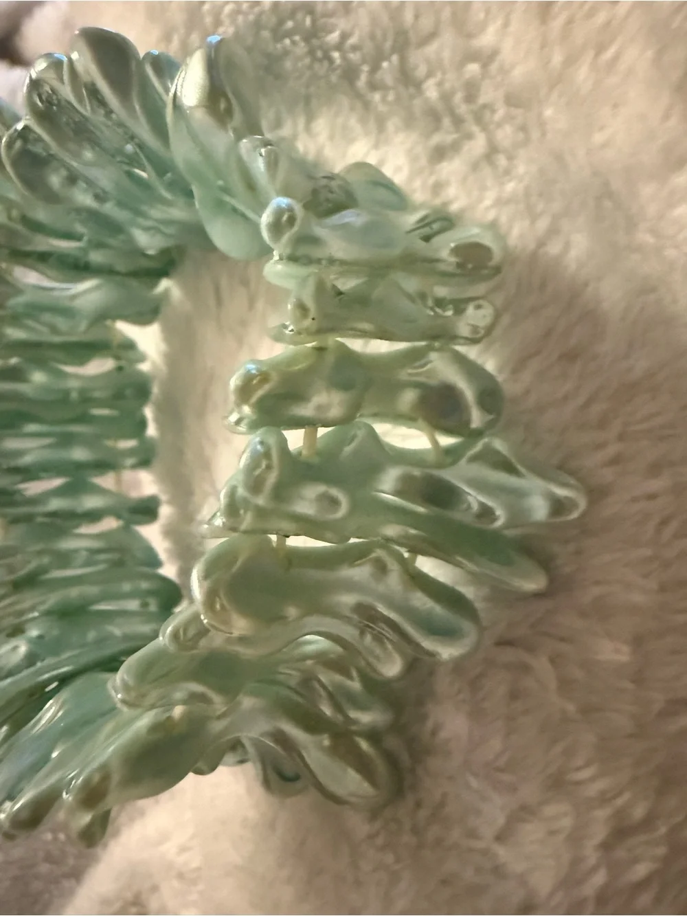 Iridescent Seafoam Green Wave Bracelet - Women’s Statement Jewelry